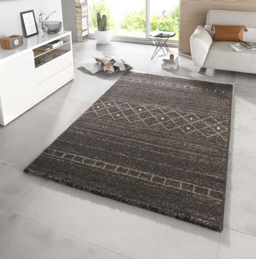 Hoogpolig vloerkleed Shade - bruin/grijs - sfeer