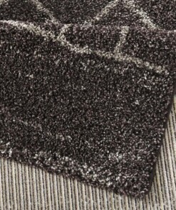 Hoogpolig vloerkleed Shade - bruin/grijs - close up, thumbnail