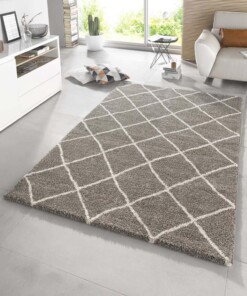 Modern design vloerkleed ruiten Diva - taupe/crème - sfeer