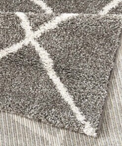 Modern design vloerkleed ruiten Diva - taupe/crème - close up, thumbnail