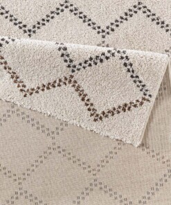 Hoogpolig Vloerkleed Nouveau - crème/bruin - close up, thumbnail