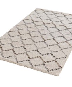 Hoogpolig Vloerkleed Nouveau - crème/bruin - overzicht schuin, thumbnail