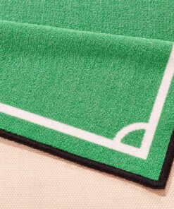Kindervloerkleed voetbalveld & voetbal - groen - close up