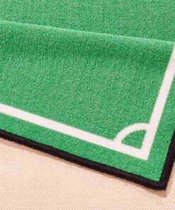 Kindervloerkleed voetbalveld & voetbal - groen - close up, thumbnail