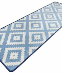 Moderne keukenloper ruiten Diamond - blauw/crème - overzicht schuin, thumbnail Moderne keukenloper ruiten Diamond - blauw/crème - overzicht schuin, thumbnail