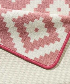 Moderne keukenloper ruiten Diamond - roze/crème - close up, thumbnail