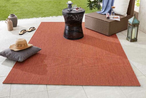 Binnen & buiten vloerkleed effen Match - terracotta - sfeer