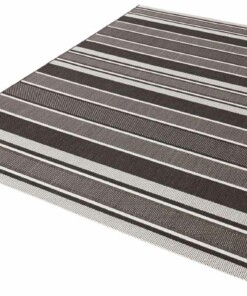 Binnen & buiten vloerkleed Strap - zwart - overzicht schuin, thumbnail