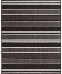 Binnen & buiten vloerkleed Strap - zwart - overzicht boven, thumbnail