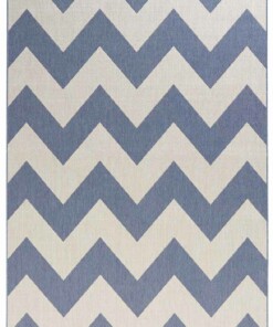 Binnen & buiten vloerkleed zigzag Unique - blauw - overzicht boven, thumbnail