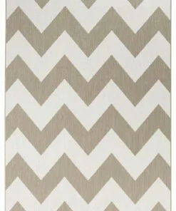 Binnen & buiten vloerkleed zigzag Unique - beige - overzicht boven