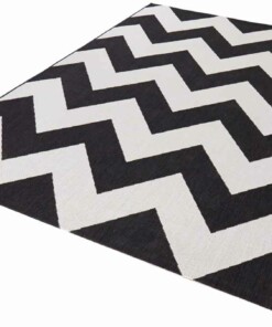 Binnen & buiten vloerkleed zigzag Unique - zwart - overzicht schuin, thumbnail Binnen & buiten vloerkleed zigzag Unique - zwart - overzicht schuin, thumbnail