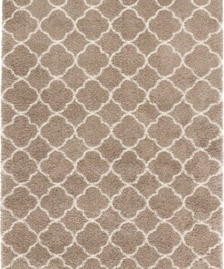 Hoogpolig vloerkleed Luna - bruin/crème - overzicht boven, thumbnail