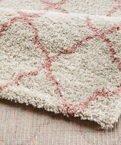 Hoogpolig vloerkleed Luna - crème/roze - close up, thumbnail