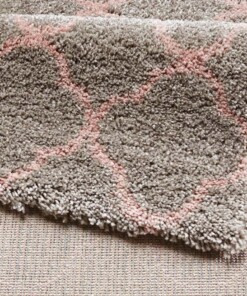 Hoogpolig vloerkleed Luna - grijs/roze - close up, thumbnail