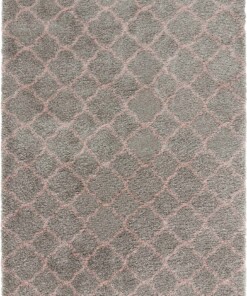 Hoogpolig vloerkleed Luna - grijs/roze - overzicht boven, thumbnail