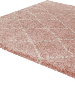 Hoogpolig vloerkleed geruit Allure - roze/crème - overzicht schuin, thumbnail Hoogpolig vloerkleed geruit Allure - roze/crème - overzicht schuin, thumbnail