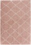 Hoogpolig vloerkleed geruit Allure - grijs/roze - overzicht boven, thumbnail