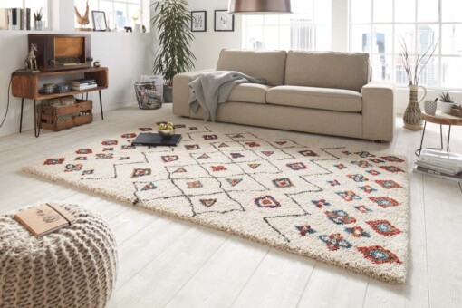 Hoogpolig vloerkleed Muse - crème - sfeer
