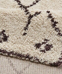 Hoogpolig vloerkleed Frame - bruin/crème - close up, thumbnail