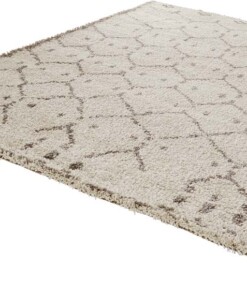 Hoogpolig vloerkleed Frame - crème/grijs - overzicht schuin, thumbnail