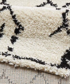 Hoogpolig vloerkleed Frame - wit/zwart - close up, thumbnail Hoogpolig vloerkleed Frame - wit/zwart - close up, thumbnail