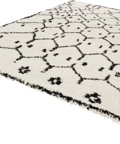 Hoogpolig vloerkleed Frame - wit/zwart - overzicht schuin, thumbnail Hoogpolig vloerkleed Frame - wit/zwart - overzicht schuin, thumbnail