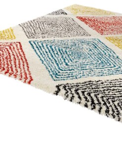 Hoogpolig vloerkleed ruiten Wire - meerkleurig - overzicht schuin, thumbnail Hoogpolig vloerkleed ruiten Wire - meerkleurig - overzicht schuin, thumbnail