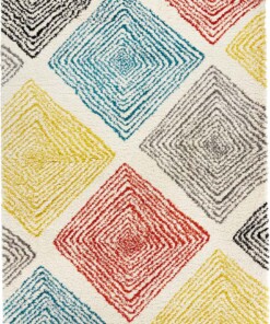 Hoogpolig vloerkleed ruiten Wire - meerkleurig - overzicht boven, thumbnail Hoogpolig vloerkleed ruiten Wire - meerkleurig - overzicht boven, thumbnail