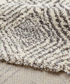 Hoogpolig vloerkleed ruiten Wire - grijs/crème - close up