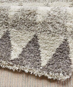 Hoogpolig vloerkleed Triangle - grijs/crème - close up, thumbnail Hoogpolig vloerkleed Triangle - grijs/crème - close up, thumbnail