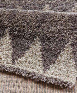 Hoogpolig vloerkleed Triangle - grijs/roze - close up, thumbnail Hoogpolig vloerkleed Triangle - grijs/roze - close up, thumbnail