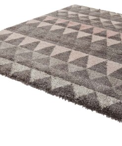 Hoogpolig vloerkleed Triangle - grijs/roze - overzicht schuin, thumbnail Hoogpolig vloerkleed Triangle - grijs/roze - overzicht schuin, thumbnail