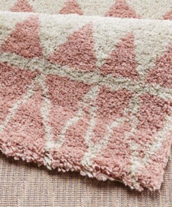 Hoogpolig vloerkleed Inspire - roze/crème - close up, thumbnail