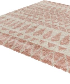 Hoogpolig vloerkleed Inspire - roze/crème - overzicht schuin, thumbnail