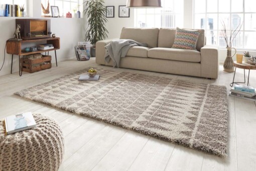 Hoogpolig vloerkleed Inspire - grijs/crème - sfeer