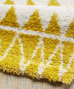 Hoogpolig vloerkleed Inspire - geel/crème - close up, thumbnail