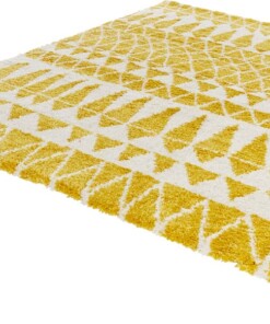 Hoogpolig vloerkleed Inspire - geel/crème - overzicht schuin, thumbnail