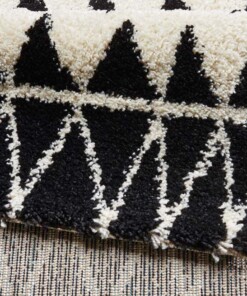 Hoogpolig vloerkleed Inspire - zwart/crème - close up, thumbnail Hoogpolig vloerkleed Inspire - zwart/crème - close up, thumbnail