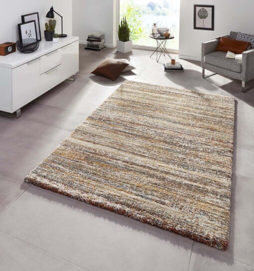 Hoogpolig vloerkleed Granite - bruin - sfeer