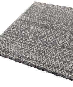 Hoogpolig vloerkleed Inka - grijs - overzicht schuin, thumbnail