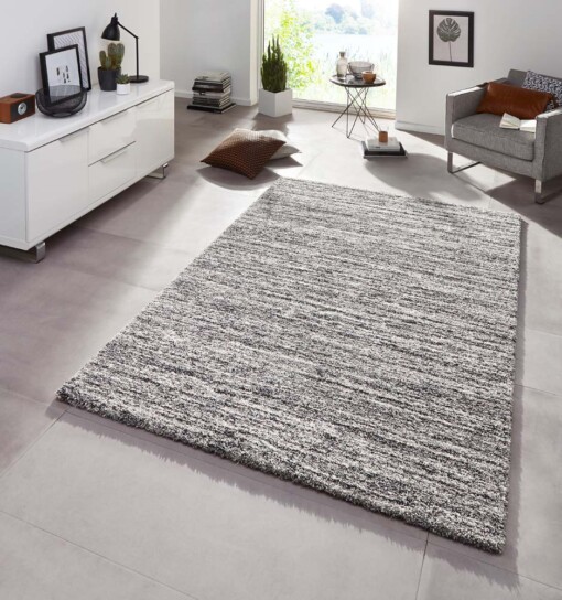 Hoogpolig vloerkleed Gravel - grijs - sfeer