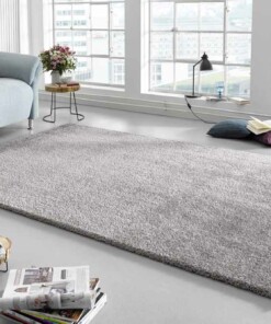 Hoogpolig modern vloerkleed effen Glam - zilver - sfeer