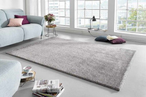 Hoogpolig modern vloerkleed effen Glam - zilver - sfeer