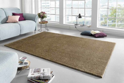 Hoogpolig modern vloerkleed effen Glam - taupe - sfeer