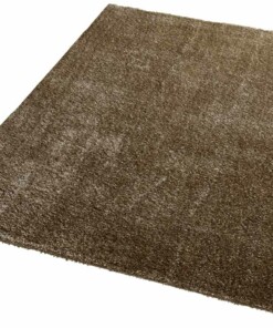 Hoogpolig modern vloerkleed effen Glam - taupe - overzicht schuin, thumbnail