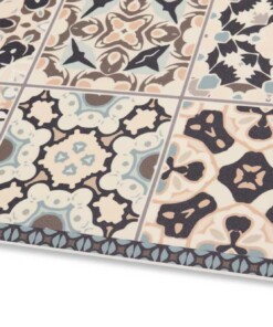 Vloerkleed vinyl Zoe - blauw/crème - close up, thumbnail