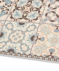 Vloerkleed vinyl Zoe - lichtblauw/crème - close up, thumbnail Vloerkleed vinyl Zoe - lichtblauw/crème - close up, thumbnail