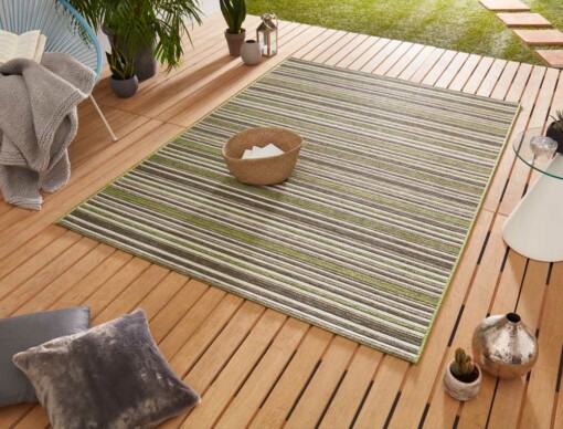 Binnen & buiten vloerkleed Bamboo - groen/taupe - sfeer
