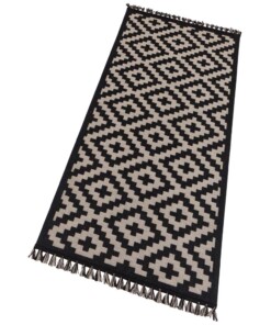 Vlakweef vloerkleed Sisal-Optiek Nature - zwart - overzicht schuin, thumbnail Vlakweef vloerkleed Sisal-Optiek Nature - zwart - overzicht schuin, thumbnail